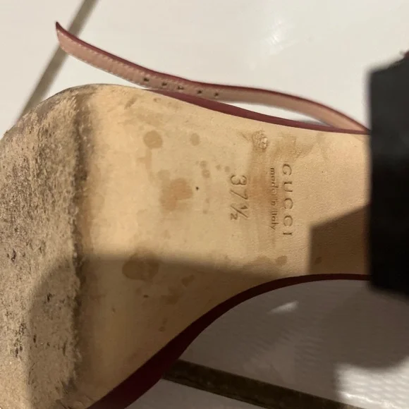 Gucci Shoes Gucci Horsebit Red Leather Ankle Strap Block High Heel Sandals - Picture 5 of 6